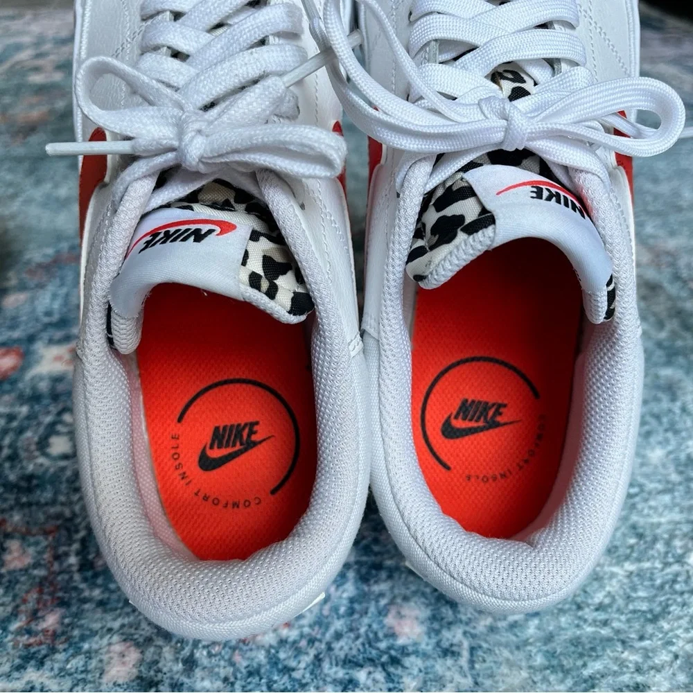 Nike Court Legacy Lift Women's Shoes - White Leopard Orange Swoosh 7.5 - Picture 3 of 8